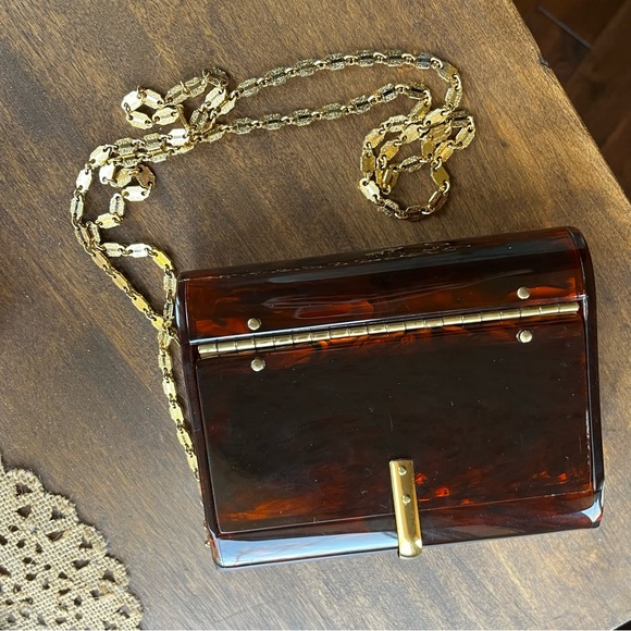 Vintage Wilardy Lucite Translucent Tortoise Purse - Picture 9 of 12